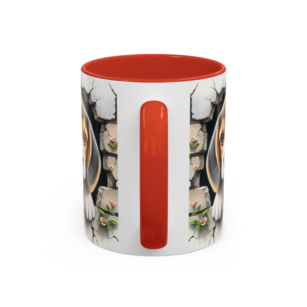 Beagle Puppy Peek Accent Coffee Mug – Cute Dog Gift (11/15 oz)