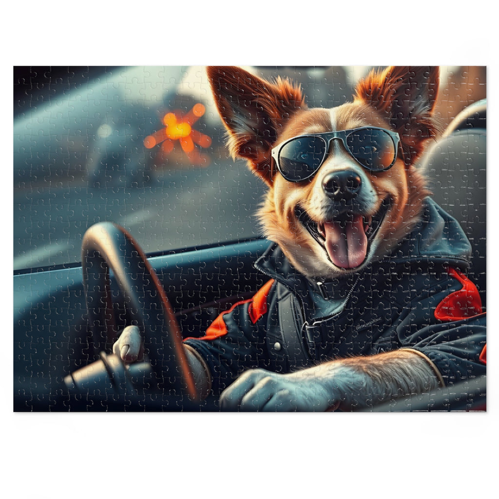 Corgi Driving Jigsaw Puzzle with Tin — Funny Dog Behind the Wheel | Dog Lover Gift