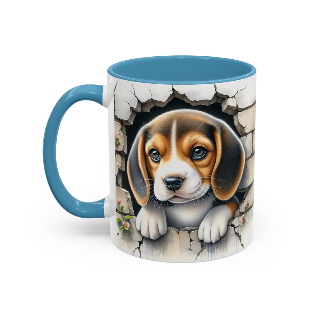 Beagle Puppy Peek Accent Coffee Mug – Cute Dog Gift (11/15 oz)