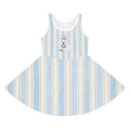 Girls' Striped Sundress — Cute Puppy in Top Hat AOP