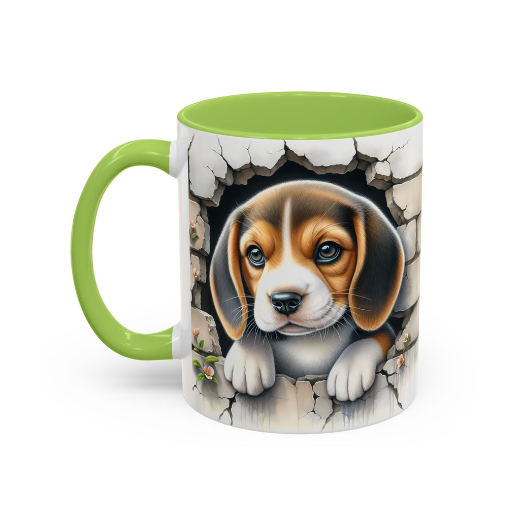 Beagle Puppy Peek Accent Coffee Mug – Cute Dog Gift (11/15 oz)