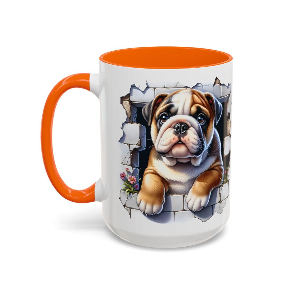 Bulldog Peek-A-Boo Accent Coffee Mug — Cute English Bulldog Coffee Cup (11/15 oz)