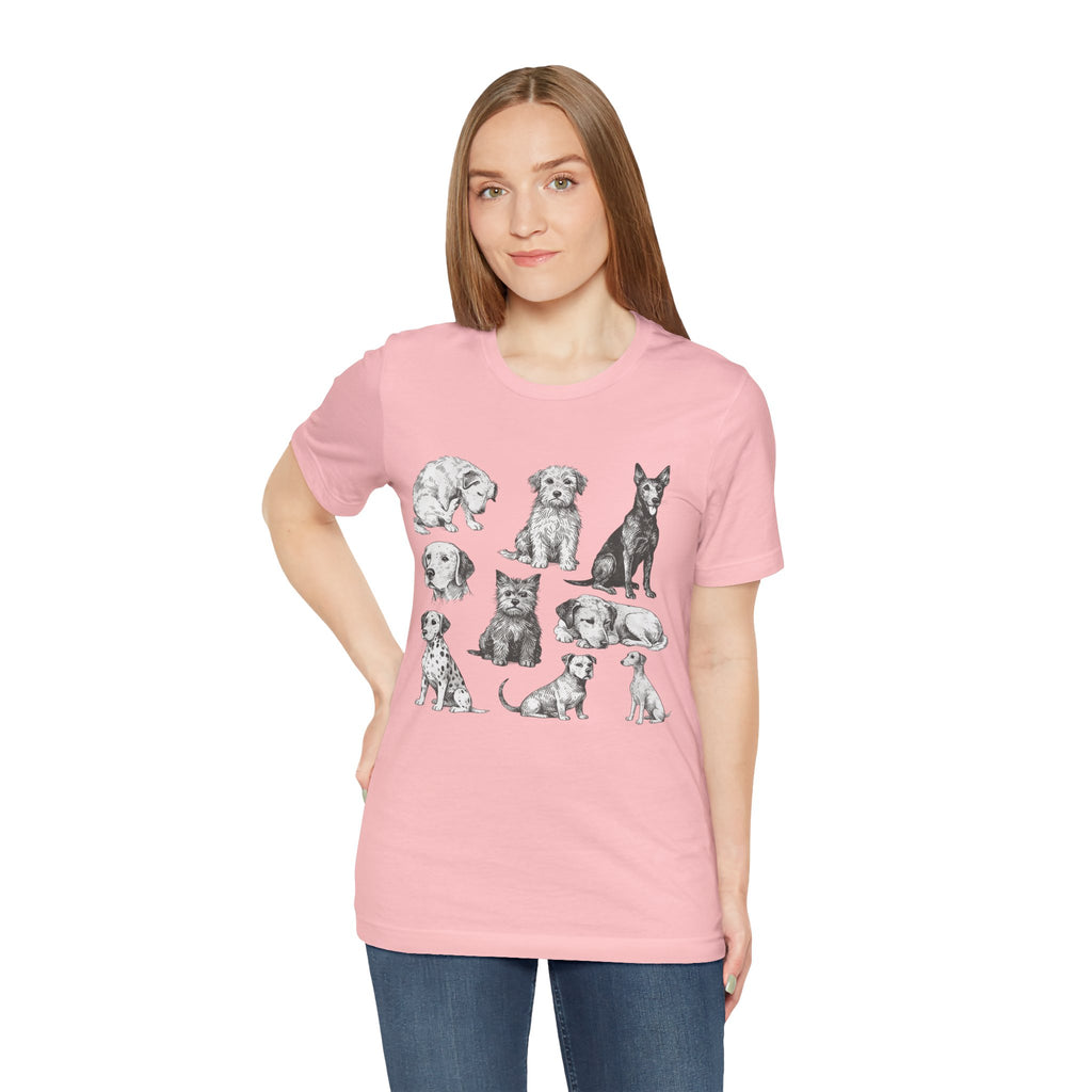 Dog Breed Sketches T-Shirt — Hand-Drawn Puppy Portraits Tee