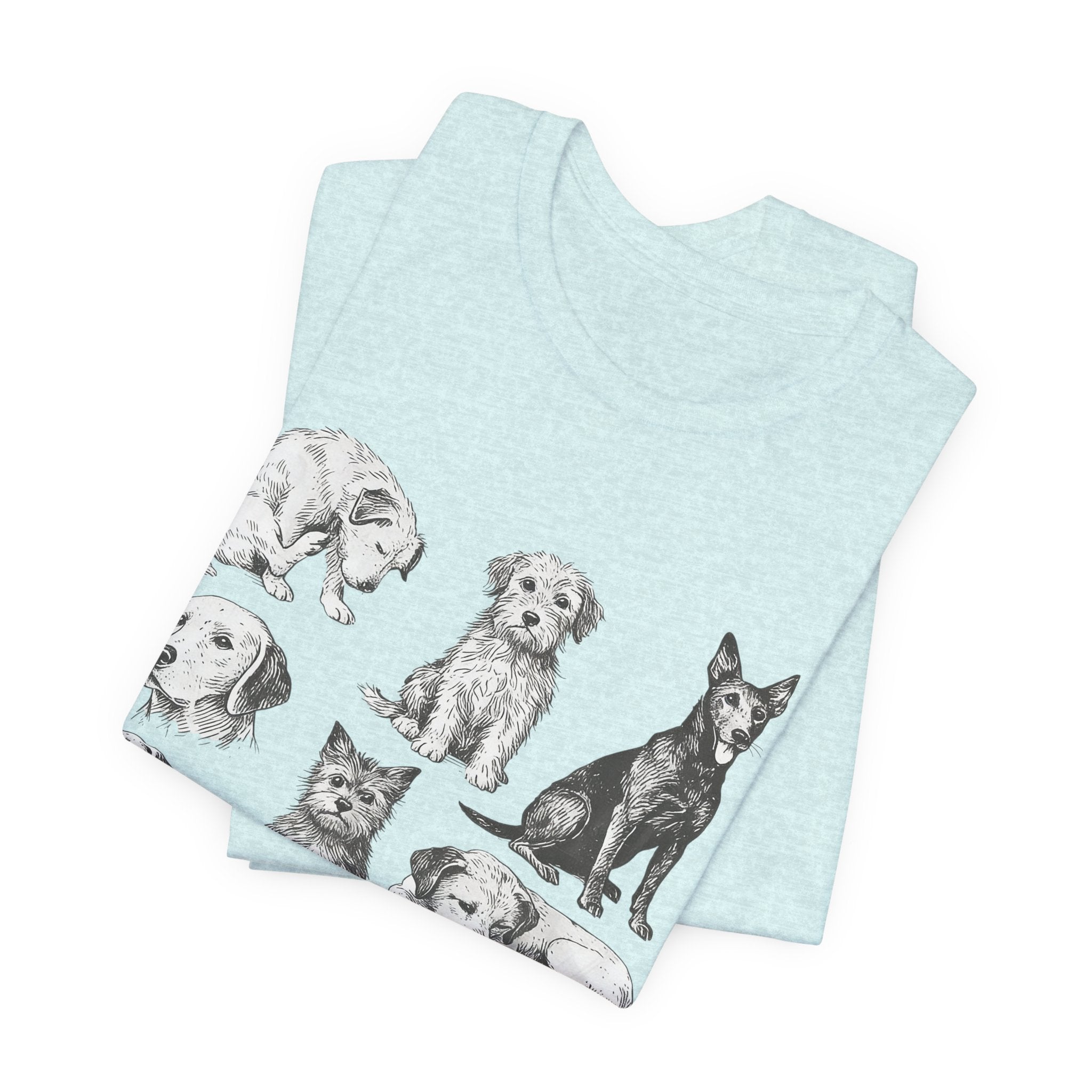 Dog Breed Sketches T-Shirt — Hand-Drawn Puppy Portraits Tee