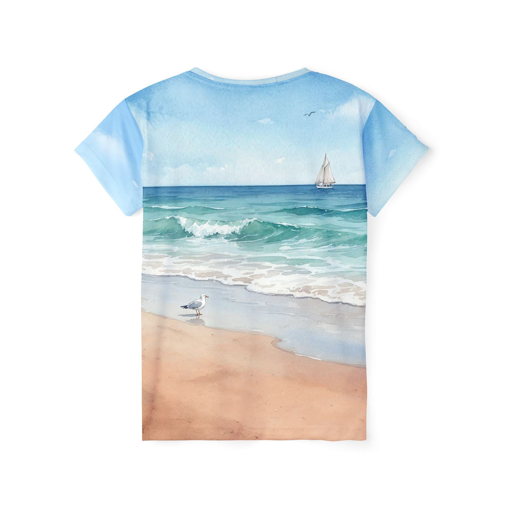 Women's Beach Scene All-Over Print Sports Jersey — Dachshund on Shore
