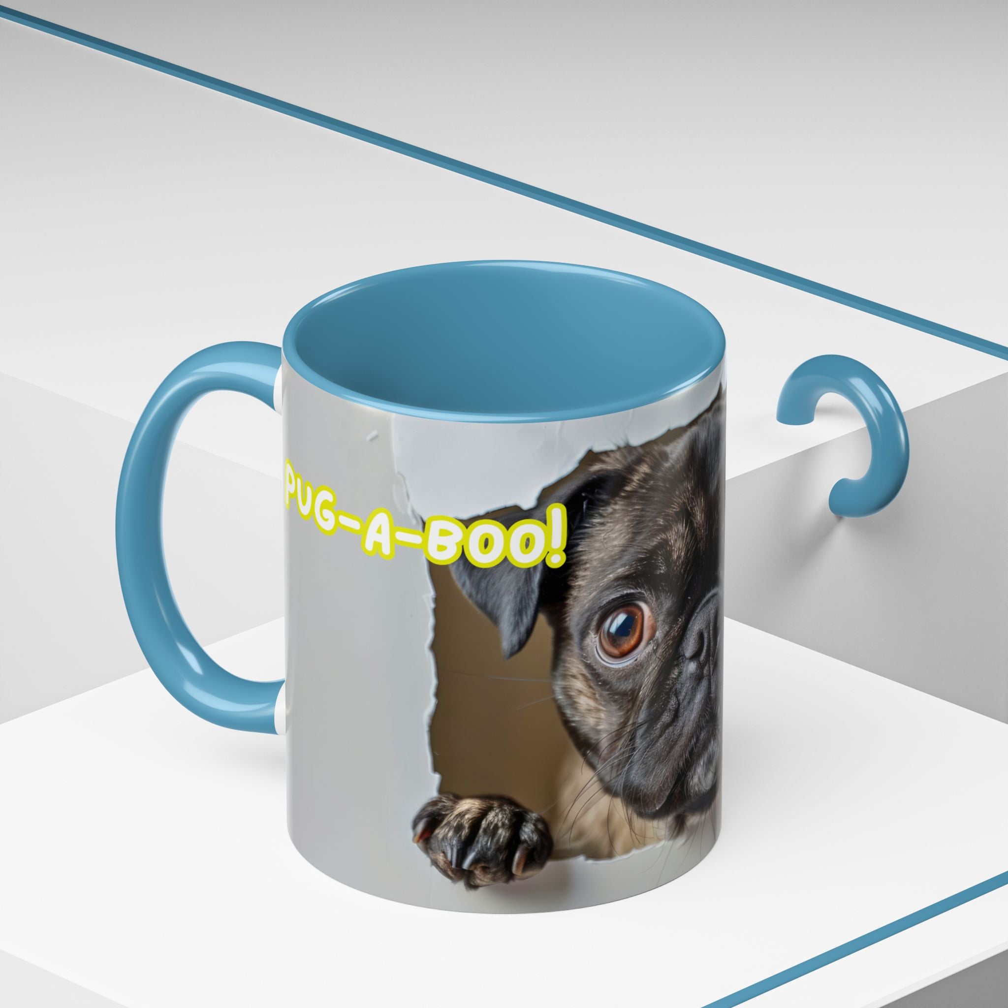 Pug “I See You!” Accent Coffee Mug — Cute Dog Lover Gift (11/15 oz)