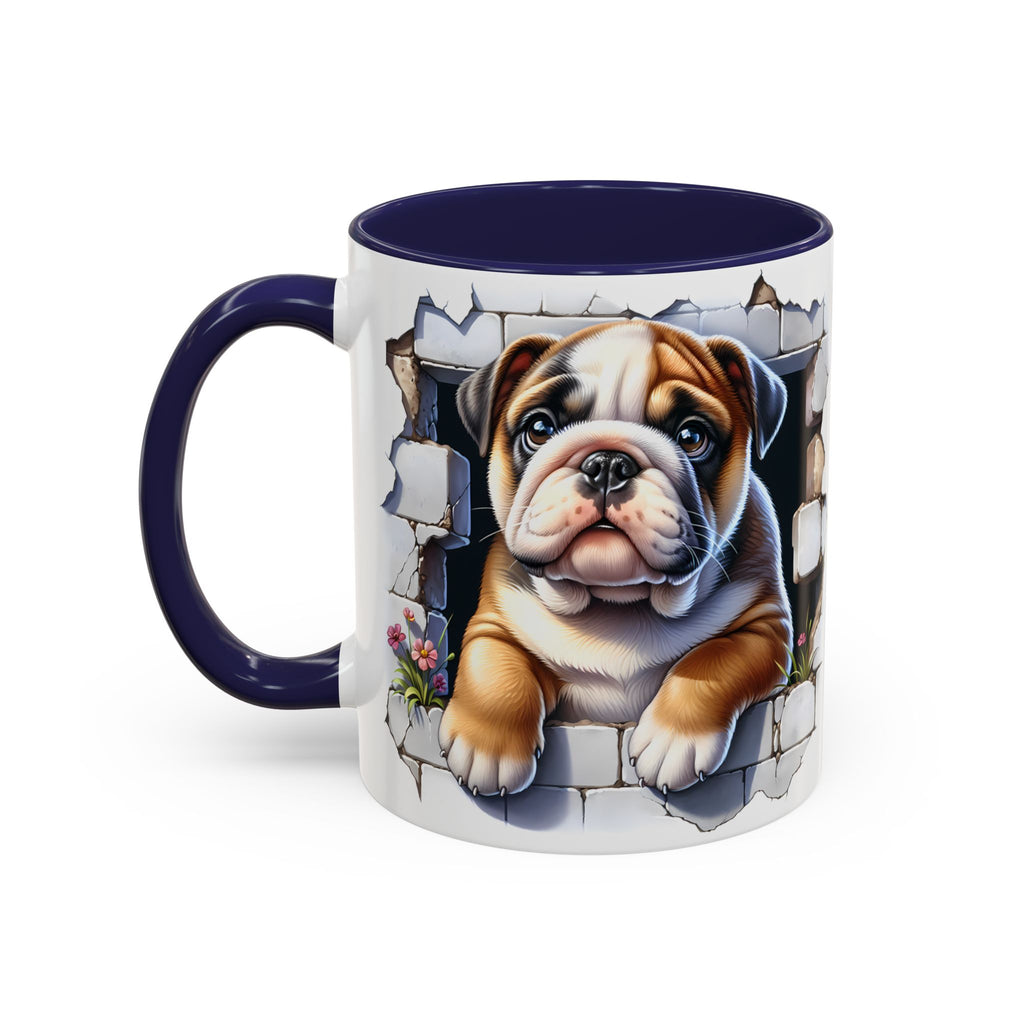 Bulldog Peek-A-Boo Accent Coffee Mug — Cute English Bulldog Coffee Cup (11/15 oz)