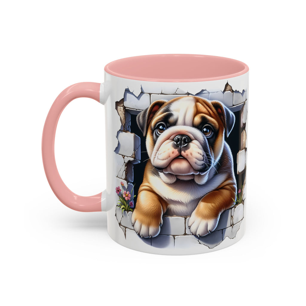 Bulldog Peek-A-Boo Accent Coffee Mug — Cute English Bulldog Coffee Cup (11/15 oz)