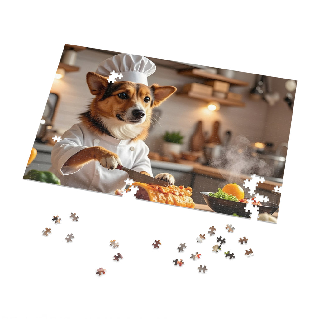 Corgi Chef Jigsaw Puzzle with Tin — Funny Dog Puzzle Gift for Kids & Adults