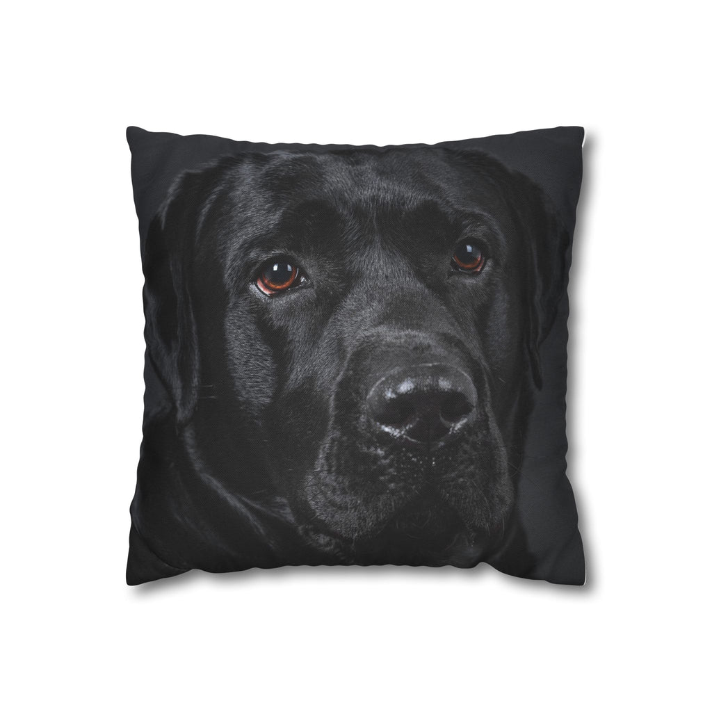 Black Labrador Dog Photo Pillowcase – Square Decorative Throw Pillow Cover