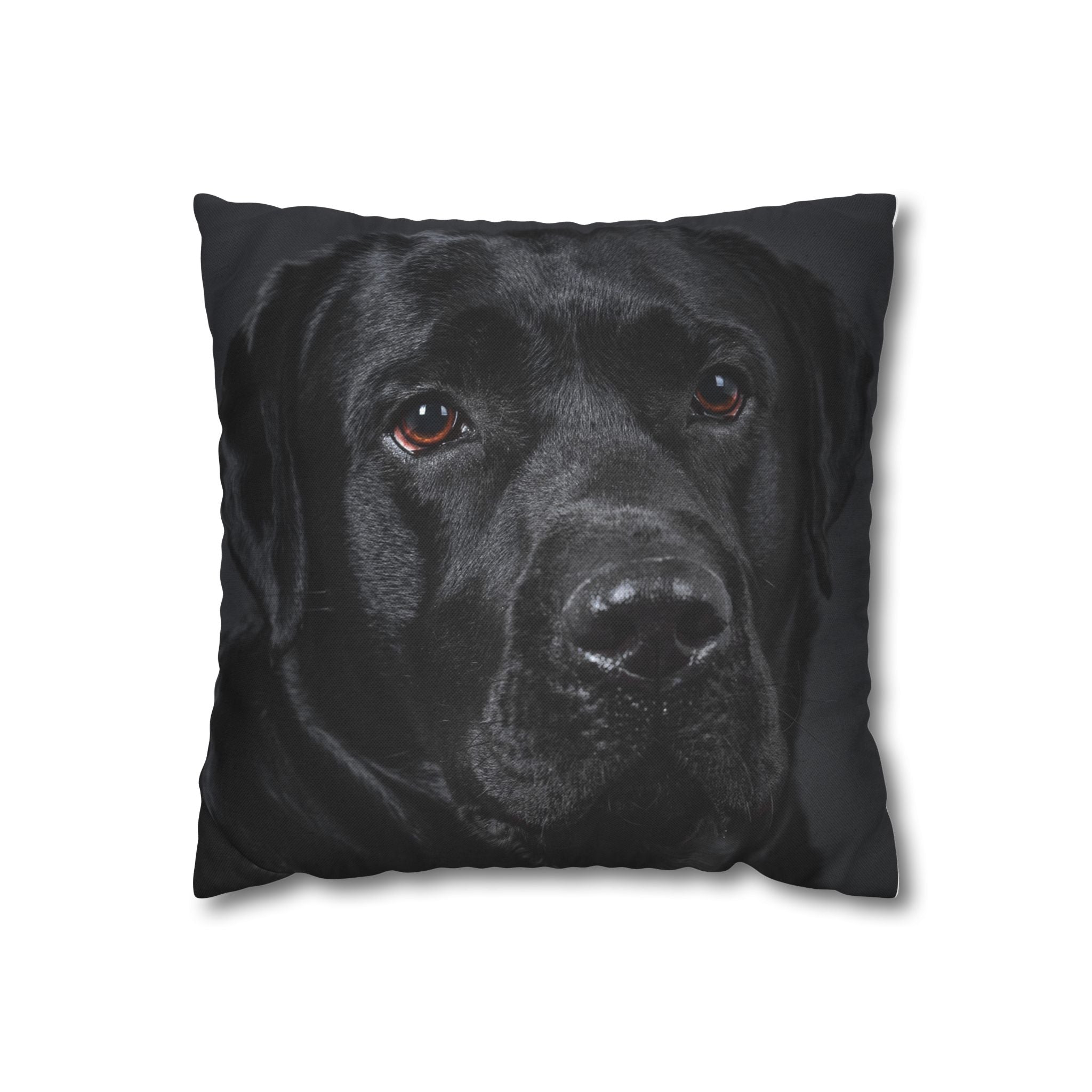 Black Labrador Dog Photo Pillowcase – Square Decorative Throw Pillow Cover