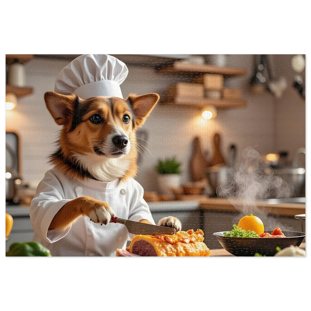 Corgi Chef Jigsaw Puzzle with Tin — Funny Dog Puzzle Gift for Kids & Adults