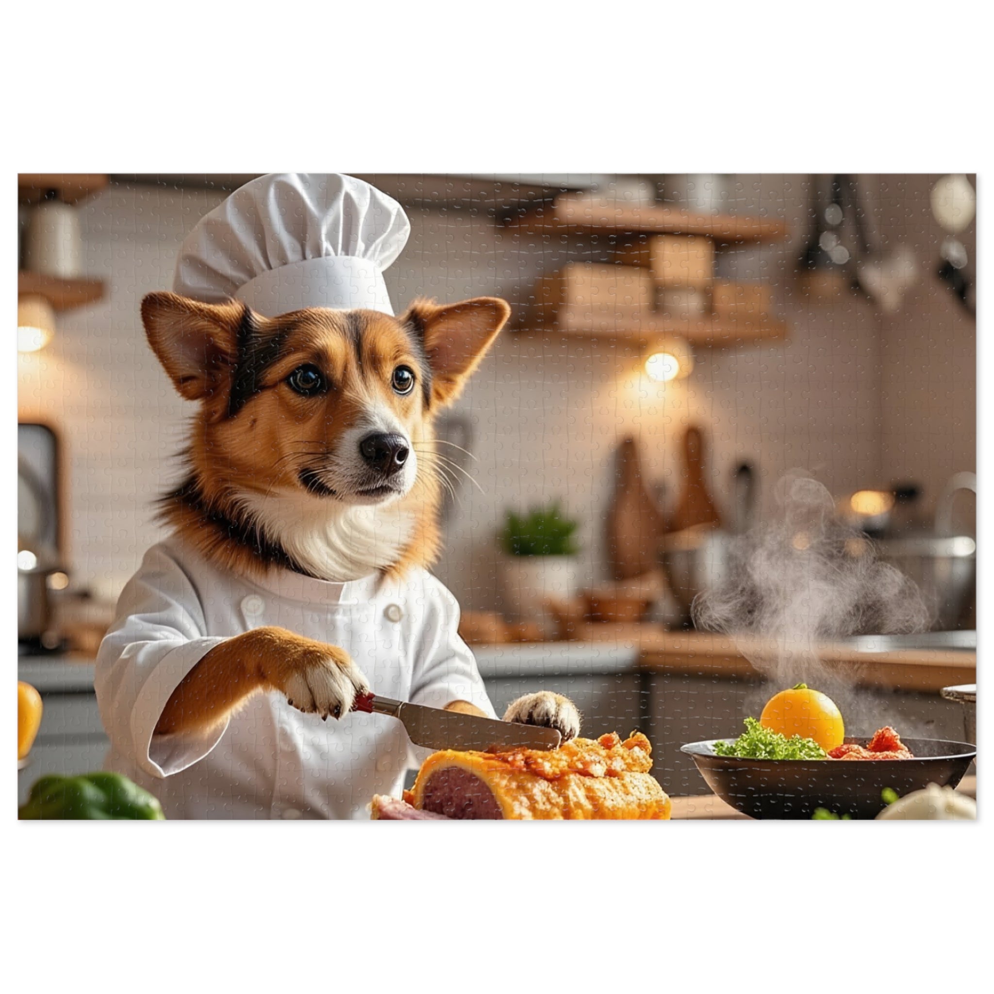 Corgi Chef Jigsaw Puzzle with Tin — Funny Dog Puzzle Gift for Kids & Adults