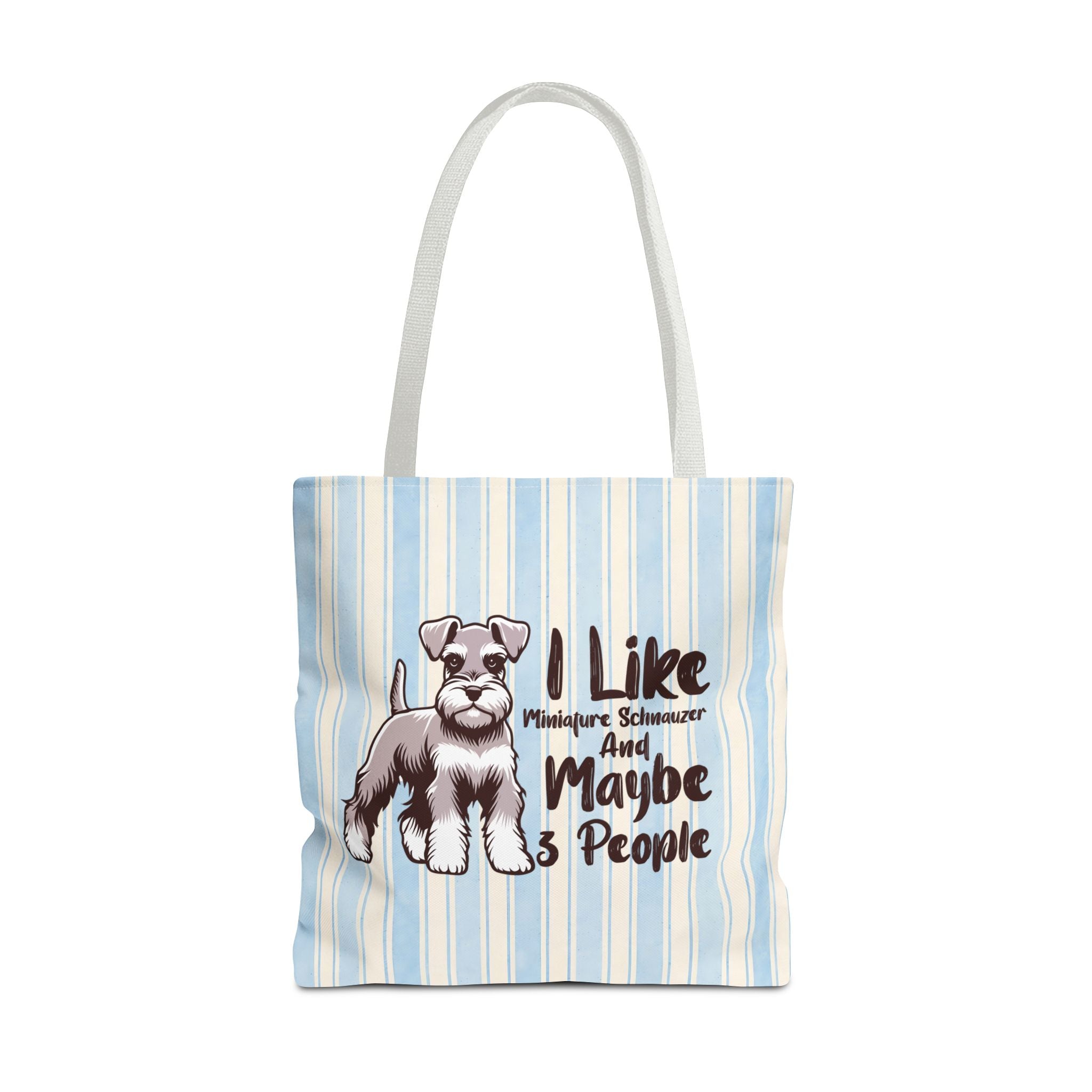 Miniature Schnauzer Tote Bag – "I Like Miniature Schnauzers and Maybe 3 People" Striped Canvas Tote