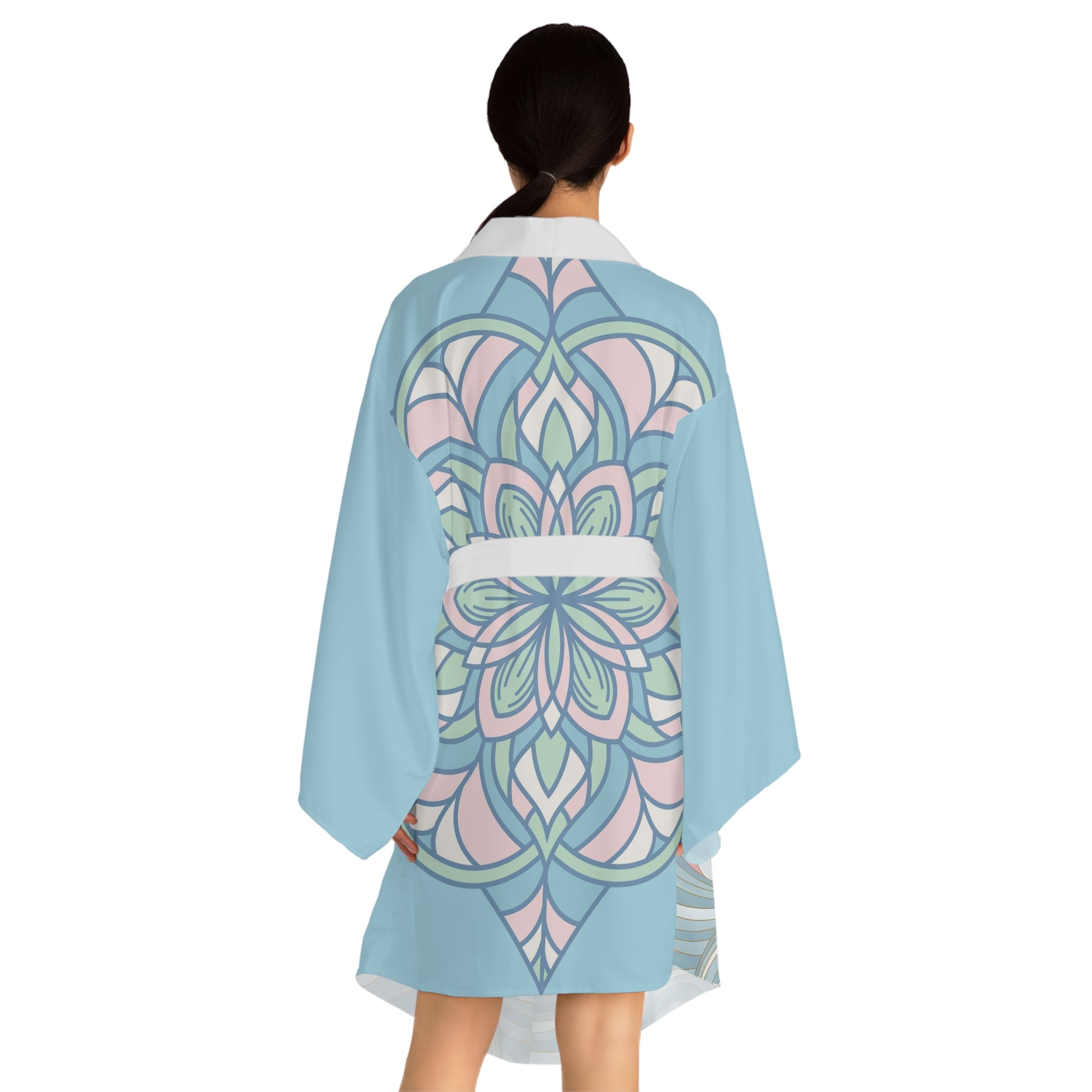 Shiba Inu Sakura Kimono Robe — Floral Cherry Blossom Long Sleeve Wrap