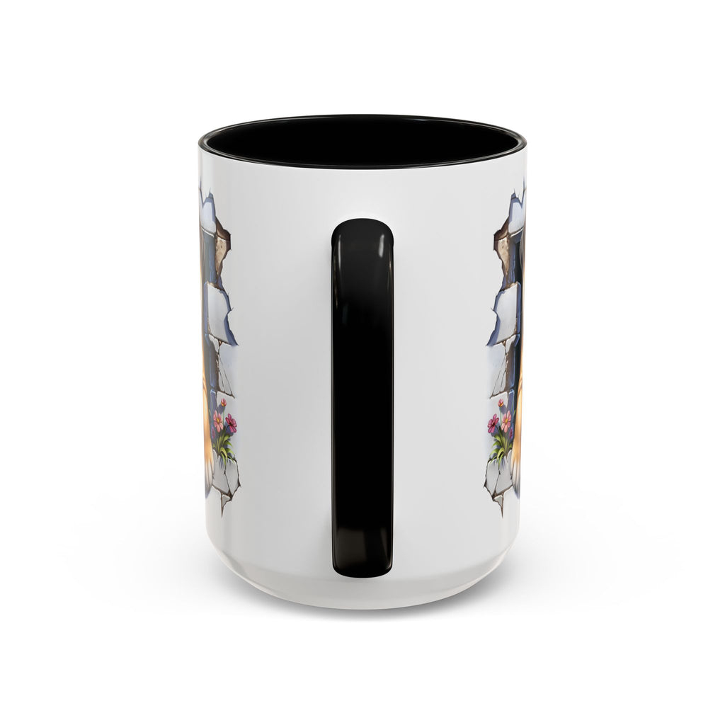 Bulldog Peek-A-Boo Accent Coffee Mug — Cute English Bulldog Coffee Cup (11/15 oz)
