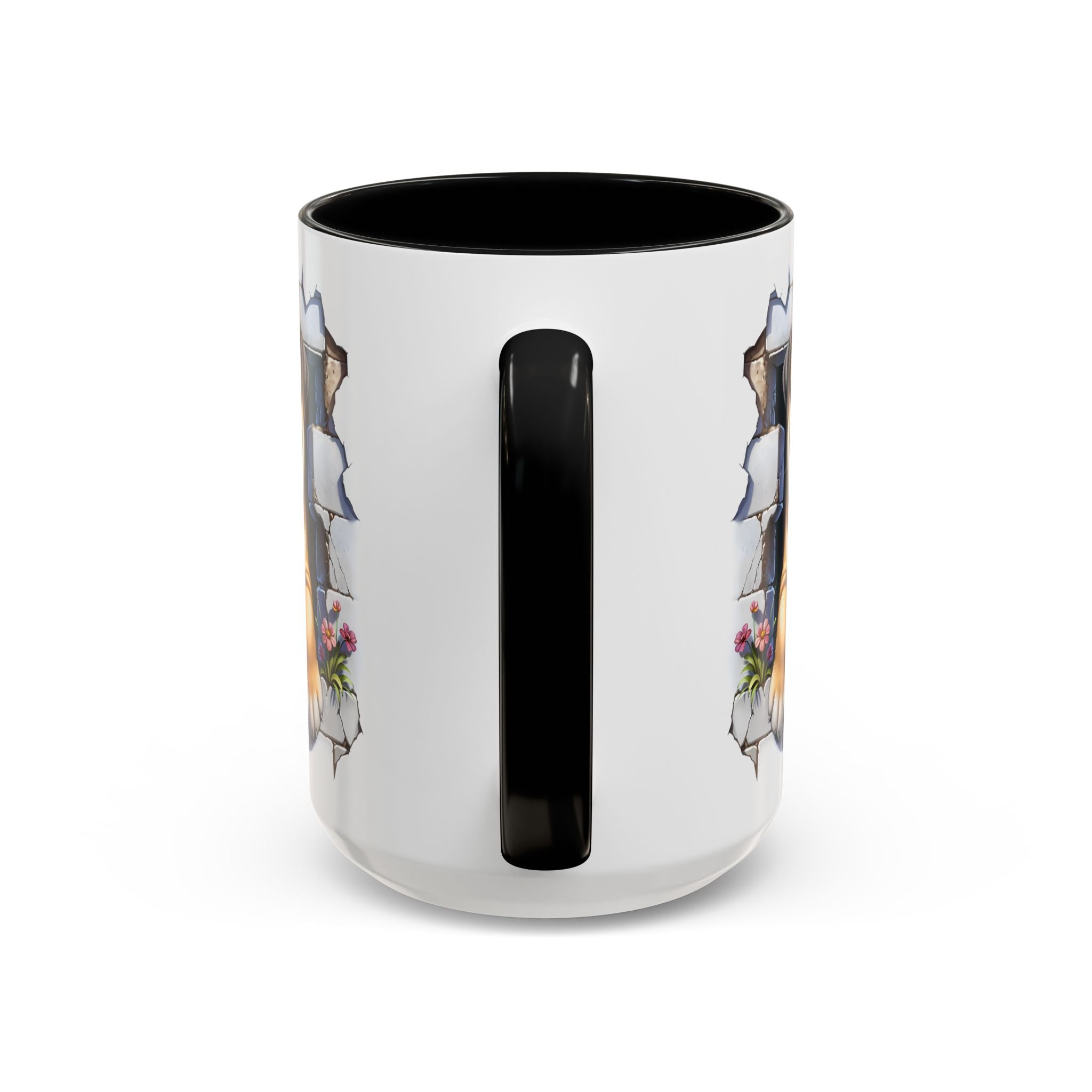 Bulldog Peek-A-Boo Accent Coffee Mug — Cute English Bulldog Coffee Cup (11/15 oz)