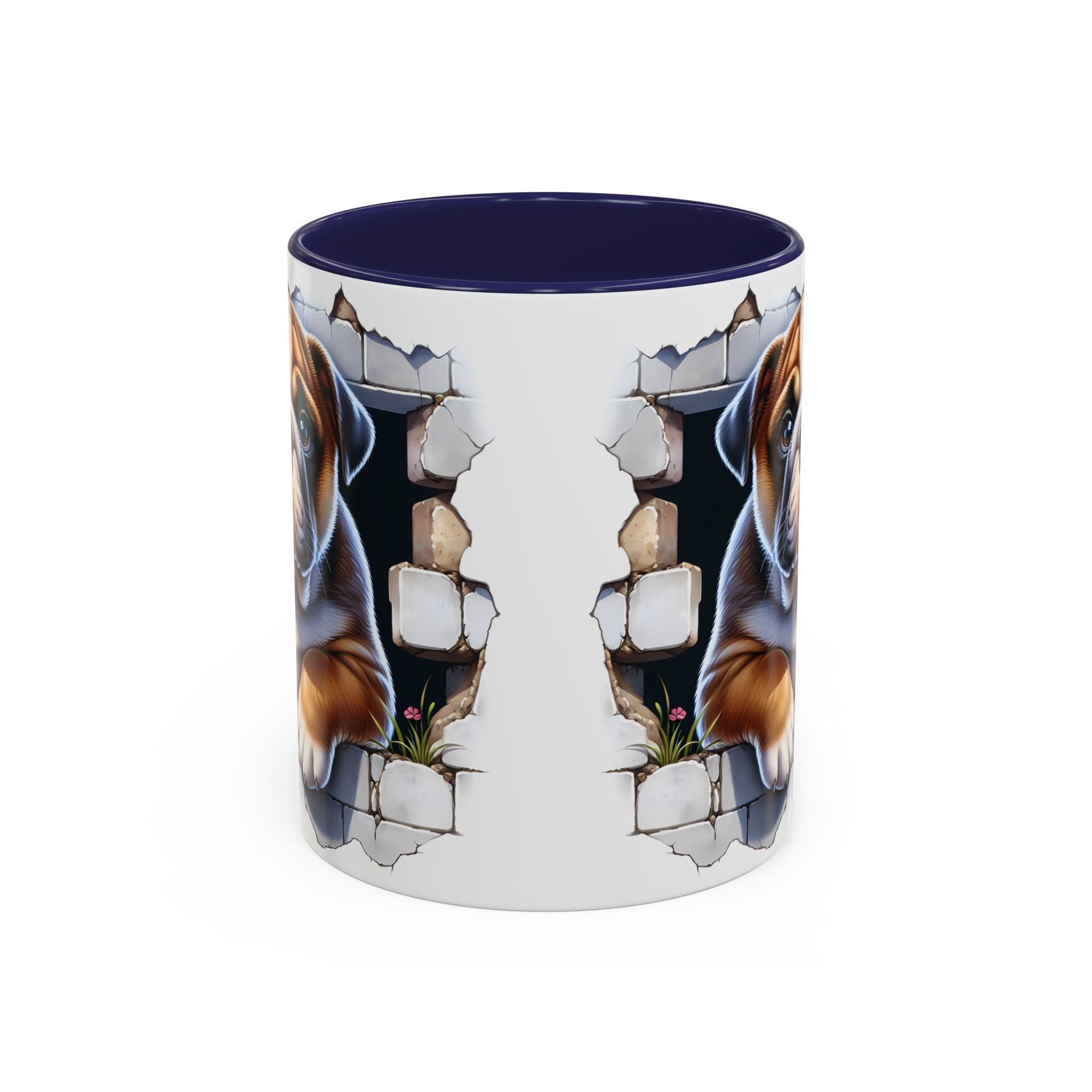 Bulldog Peek-A-Boo Accent Coffee Mug — Cute English Bulldog Coffee Cup (11/15 oz)
