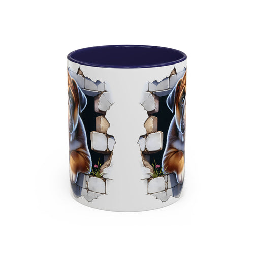 Bulldog Peek-A-Boo Accent Coffee Mug — Cute English Bulldog Coffee Cup (11/15 oz)