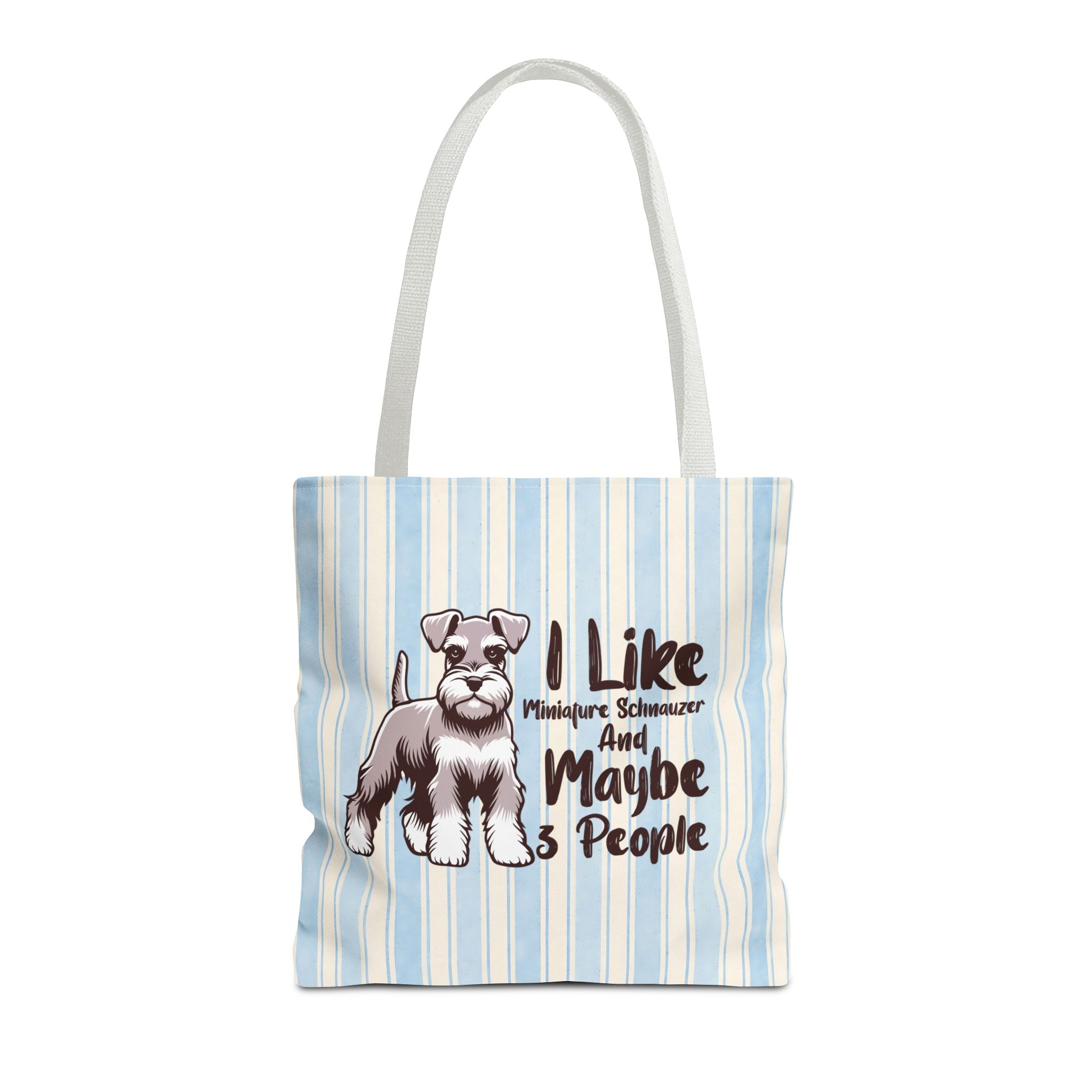 Miniature Schnauzer Tote Bag – "I Like Miniature Schnauzers and Maybe 3 People" Striped Canvas Tote