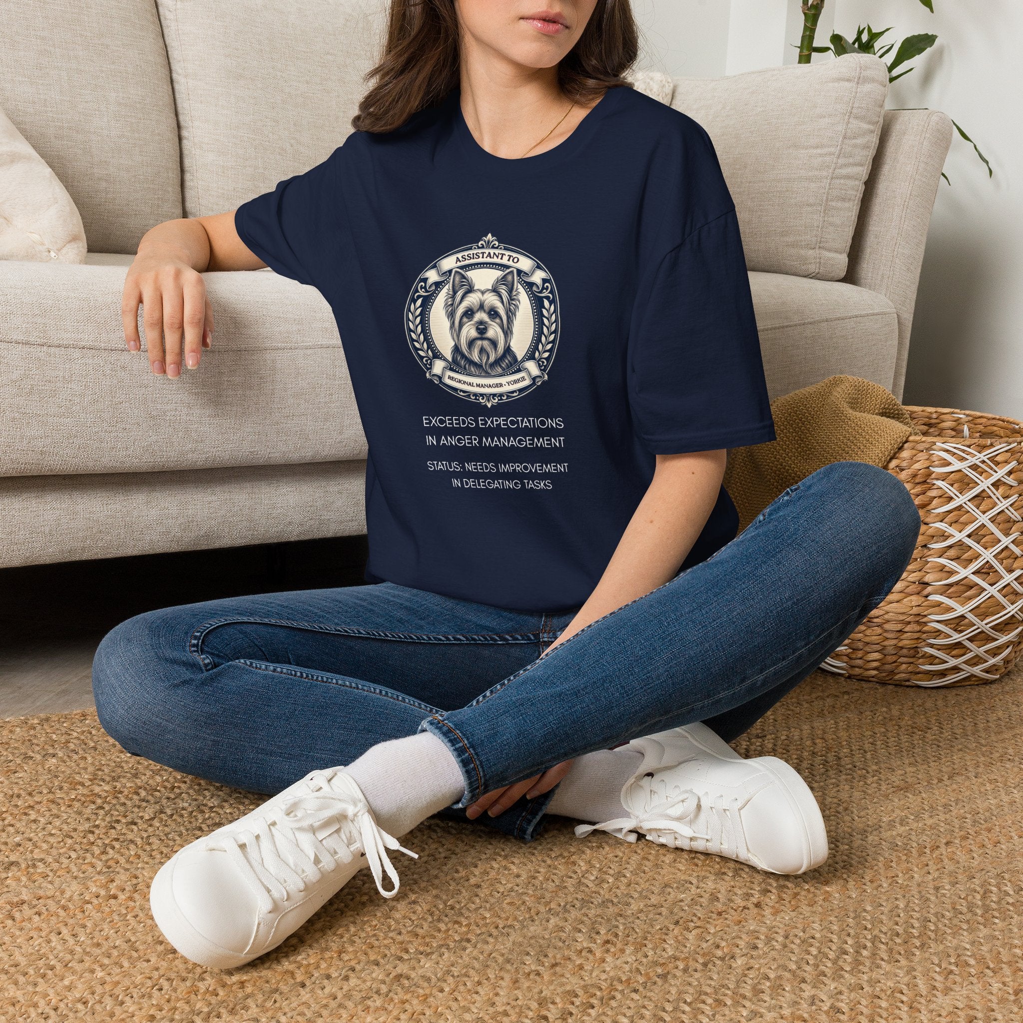 Yorkie T-Shirt — "Assistant to the Regional Manager" Funny Yorkshire Terrier Tee