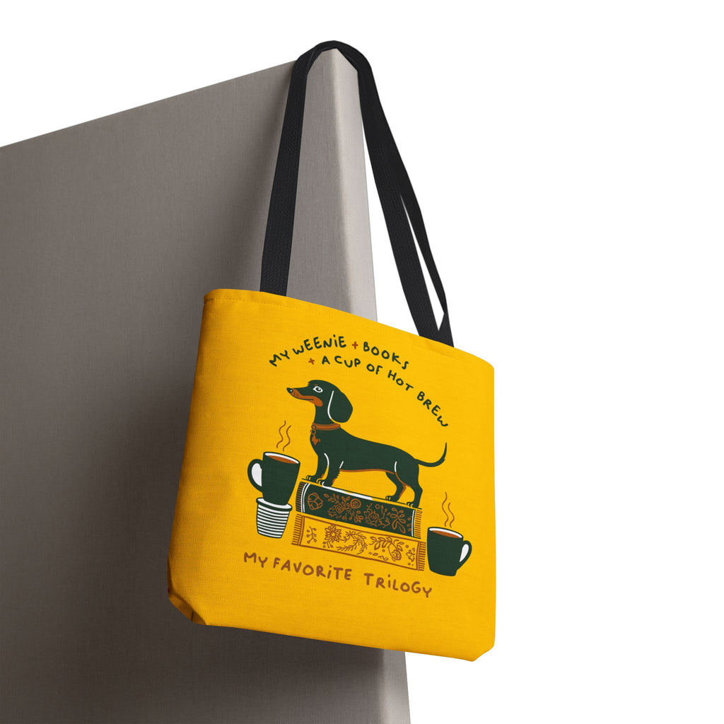 Dachshund, Books & Coffee Tote Bag
