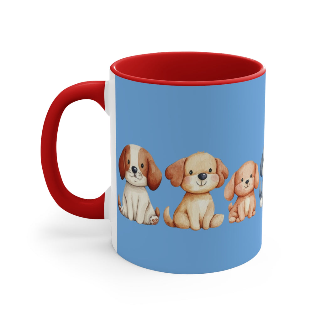 Cute Puppy Pattern Accent Mug — 11oz Colorful Dog Coffee Cup