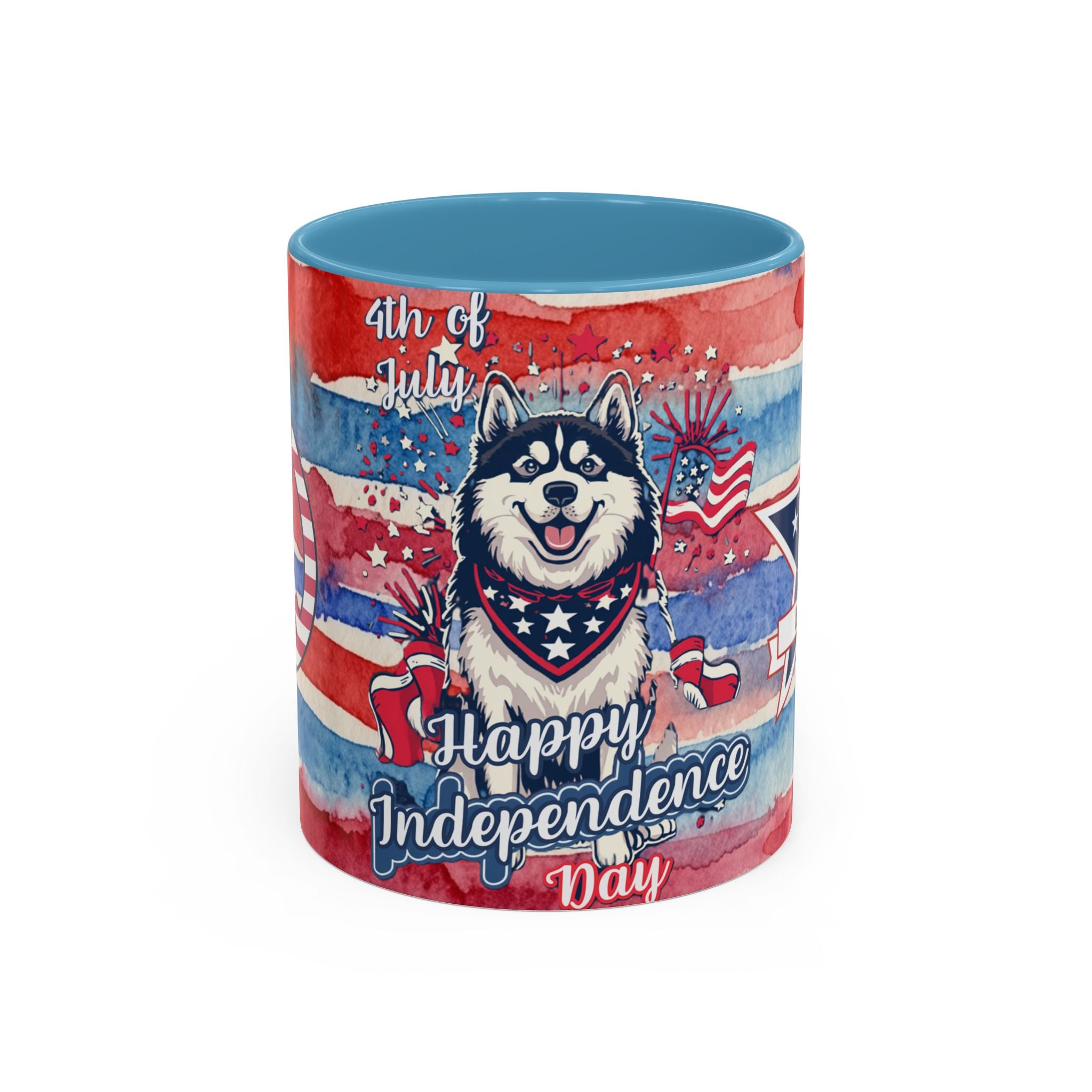 Independence Day Husky Coffee Mug — Happy 4th of July Patriotic Accent Mug (11/15oz)