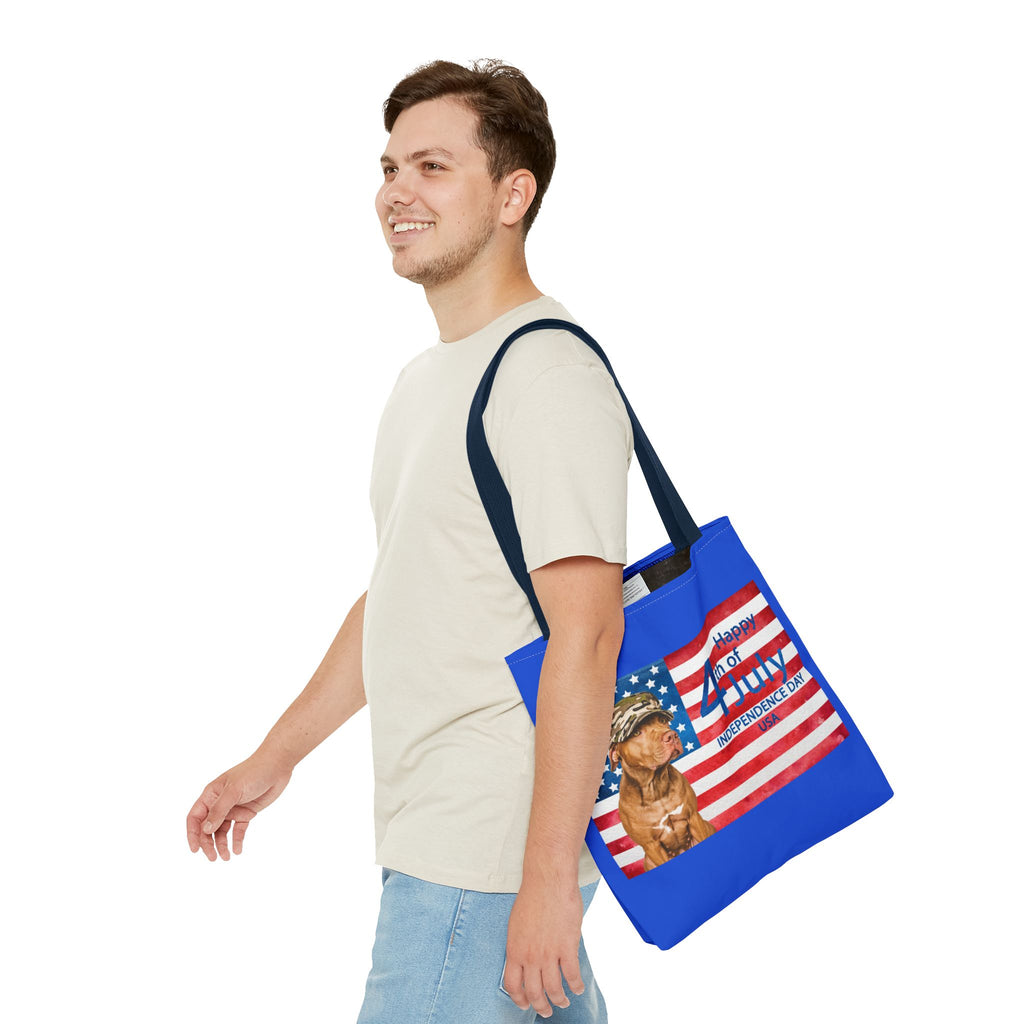 Independence Day Dog Tote Bag — Happy 4th of July USA Flag Tote