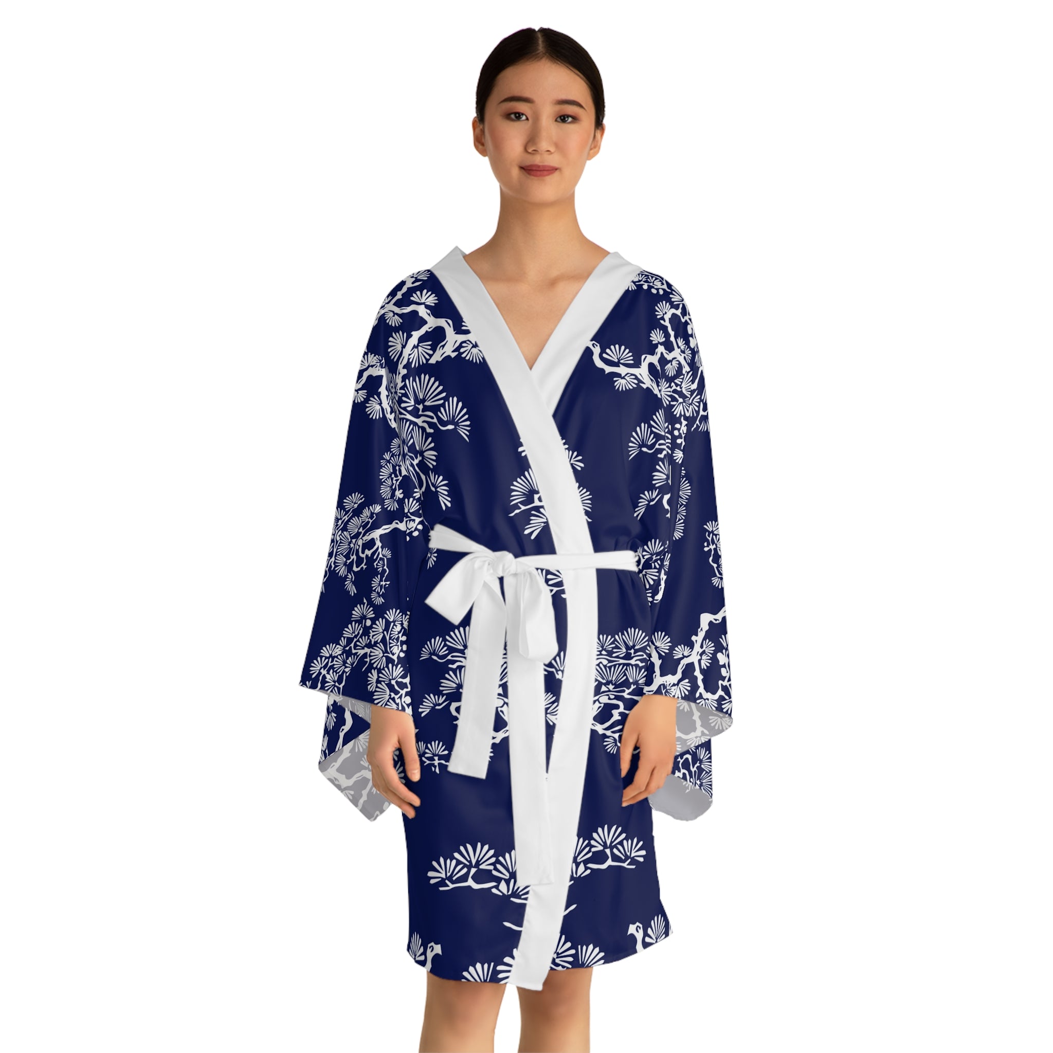 Shiba Inu Sakura Kimono Robe — Japanese Cherry Blossom Long Sleeve