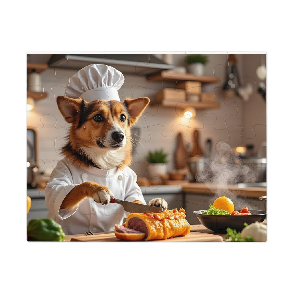 Corgi Chef Jigsaw Puzzle with Tin — Funny Dog Puzzle Gift for Kids & Adults