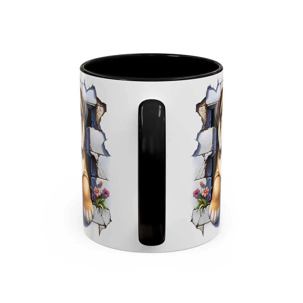 Bulldog Peek-A-Boo Accent Coffee Mug — Cute English Bulldog Coffee Cup (11/15 oz)