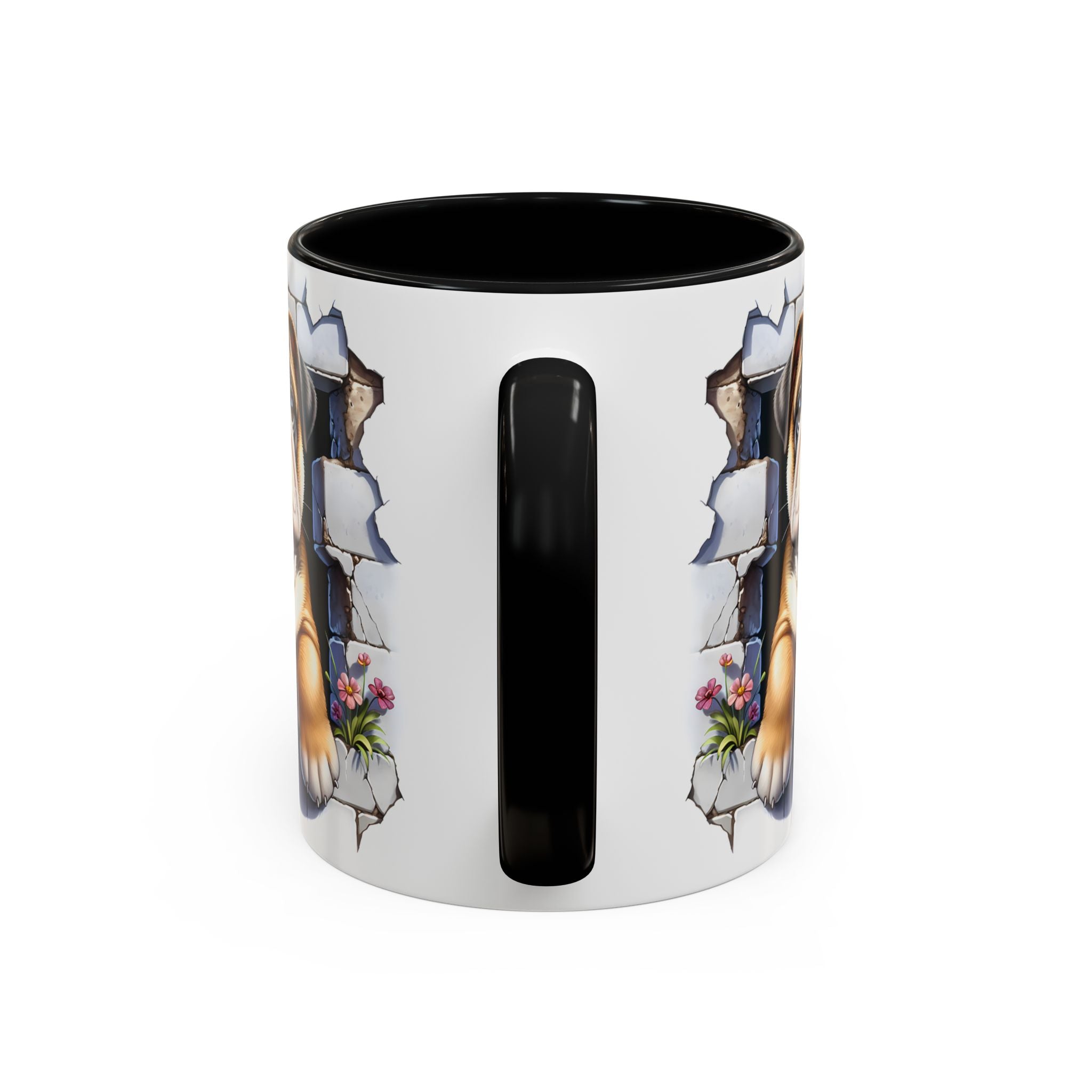 Bulldog Peek-A-Boo Accent Coffee Mug — Cute English Bulldog Coffee Cup (11/15 oz)