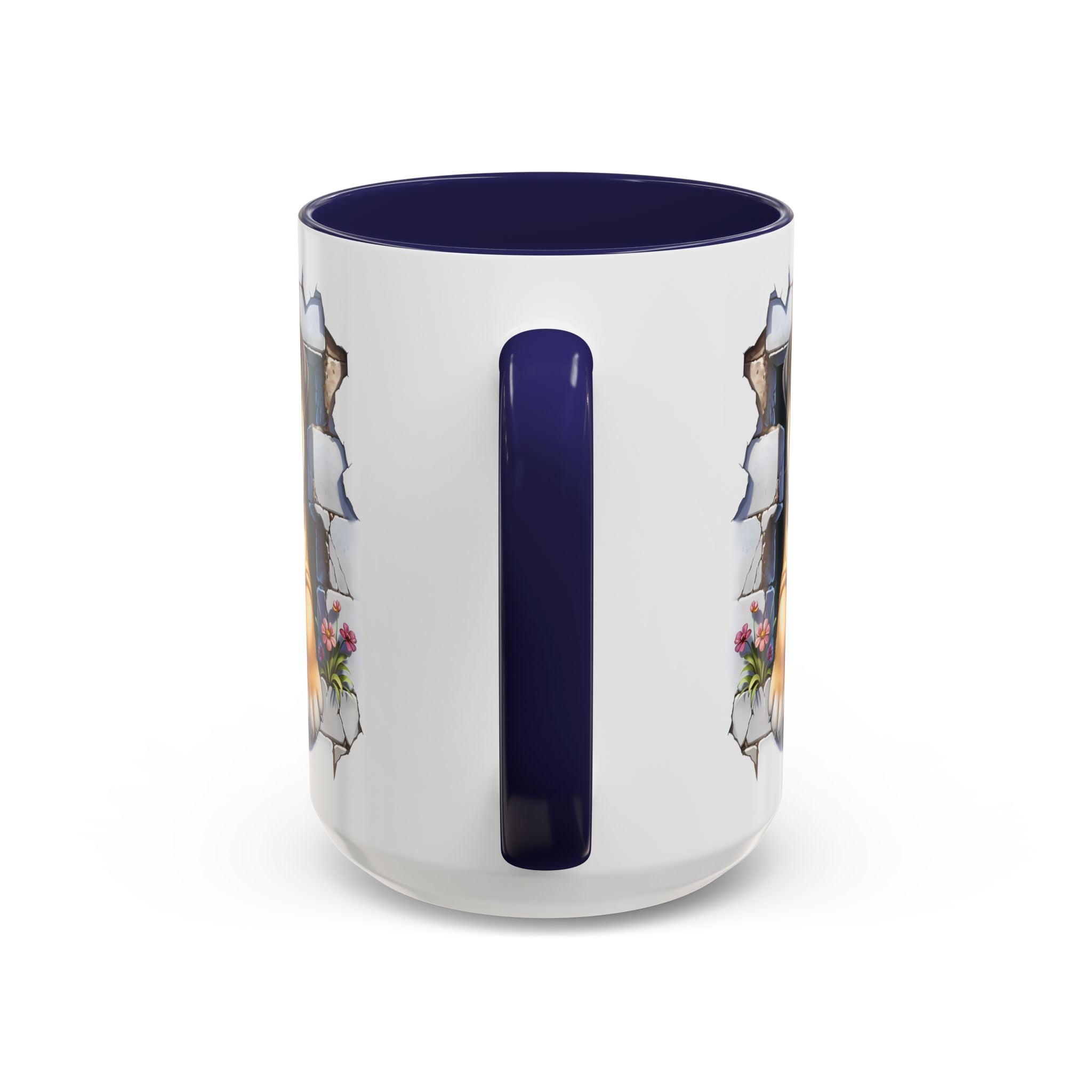 Bulldog Peek-A-Boo Accent Coffee Mug — Cute English Bulldog Coffee Cup (11/15 oz)