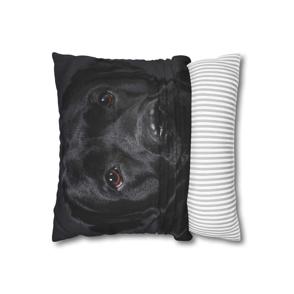 Black Labrador Dog Photo Pillowcase – Square Decorative Throw Pillow Cover