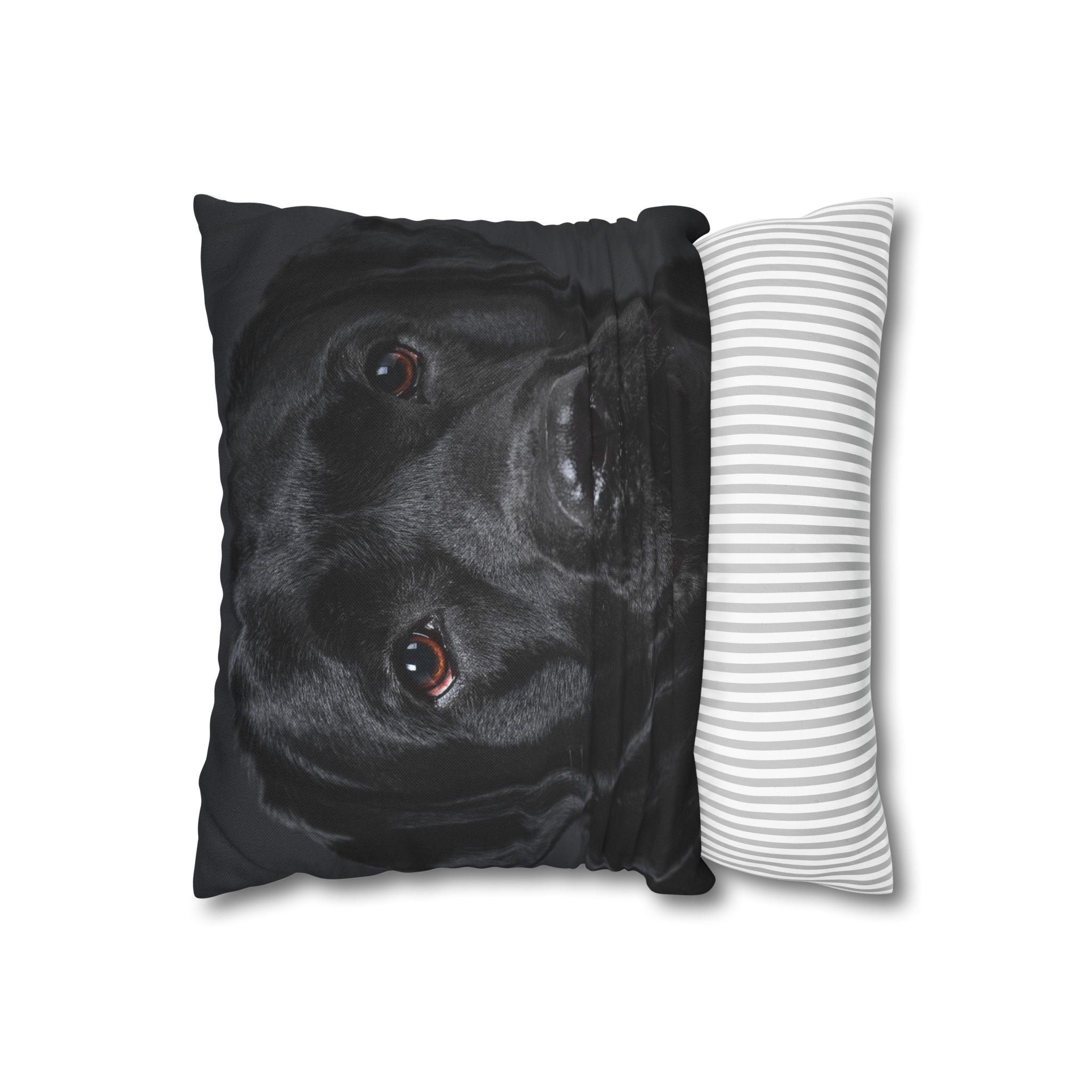 Black Labrador Dog Photo Pillowcase – Square Decorative Throw Pillow Cover