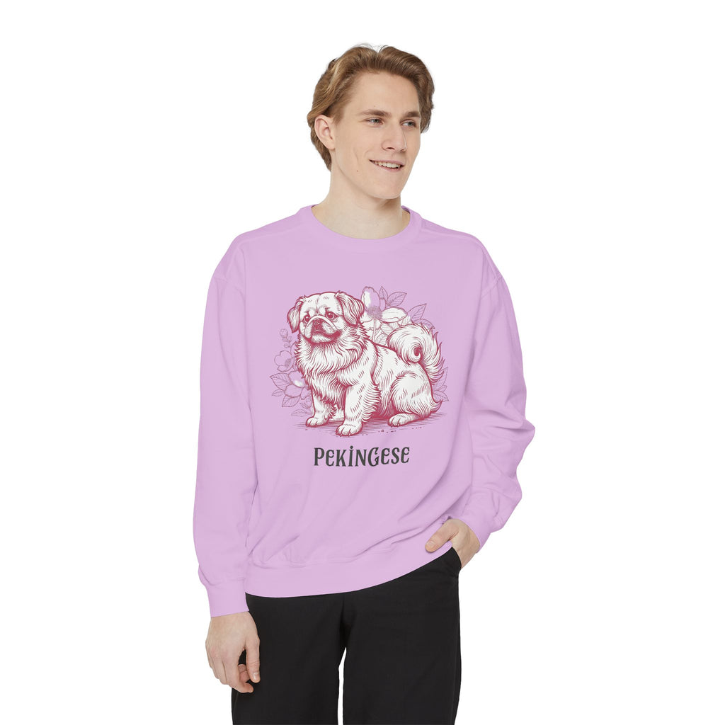 Pekingese Floral Sweatshirt — Vintage Sketch Dog Crewneck