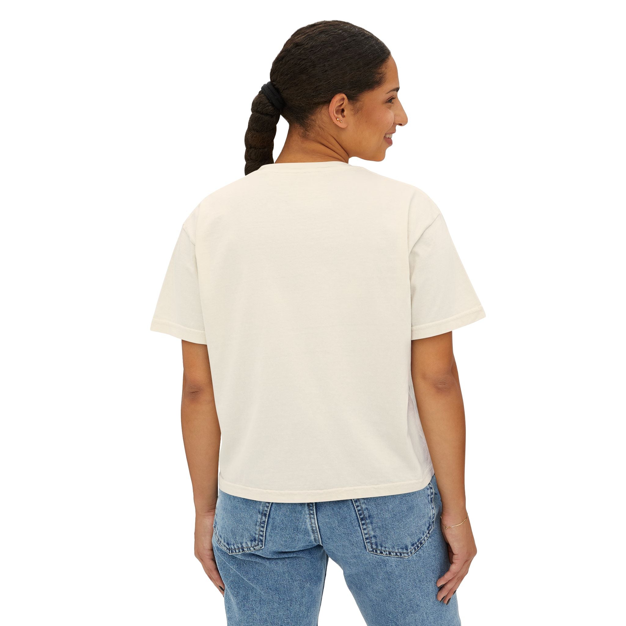 Women's Boxy Tee — Meditating Pug 'Inner Peace Begins With Four Words: Not My Fucking Problem' Graphic