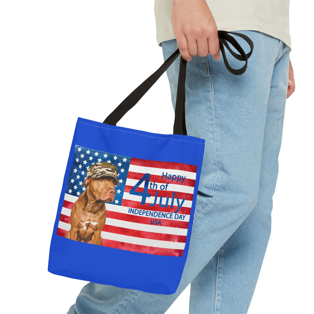 Independence Day Dog Tote Bag — Happy 4th of July USA Flag Tote