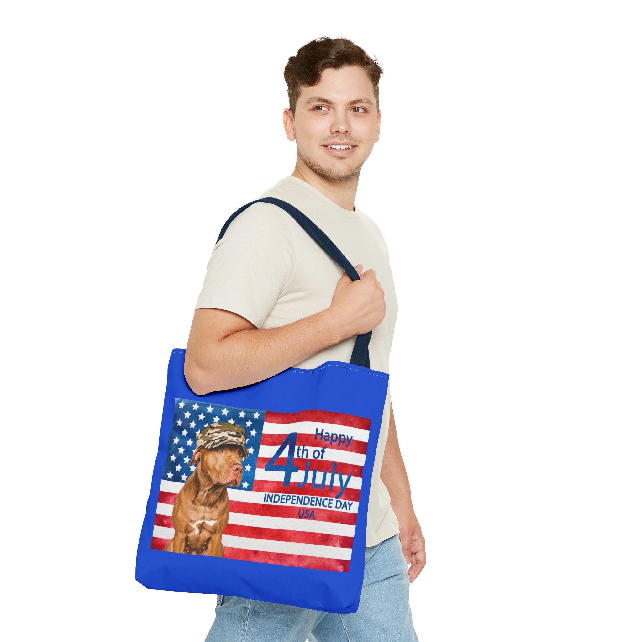 Independence Day Dog Tote Bag — Happy 4th of July USA Flag Tote