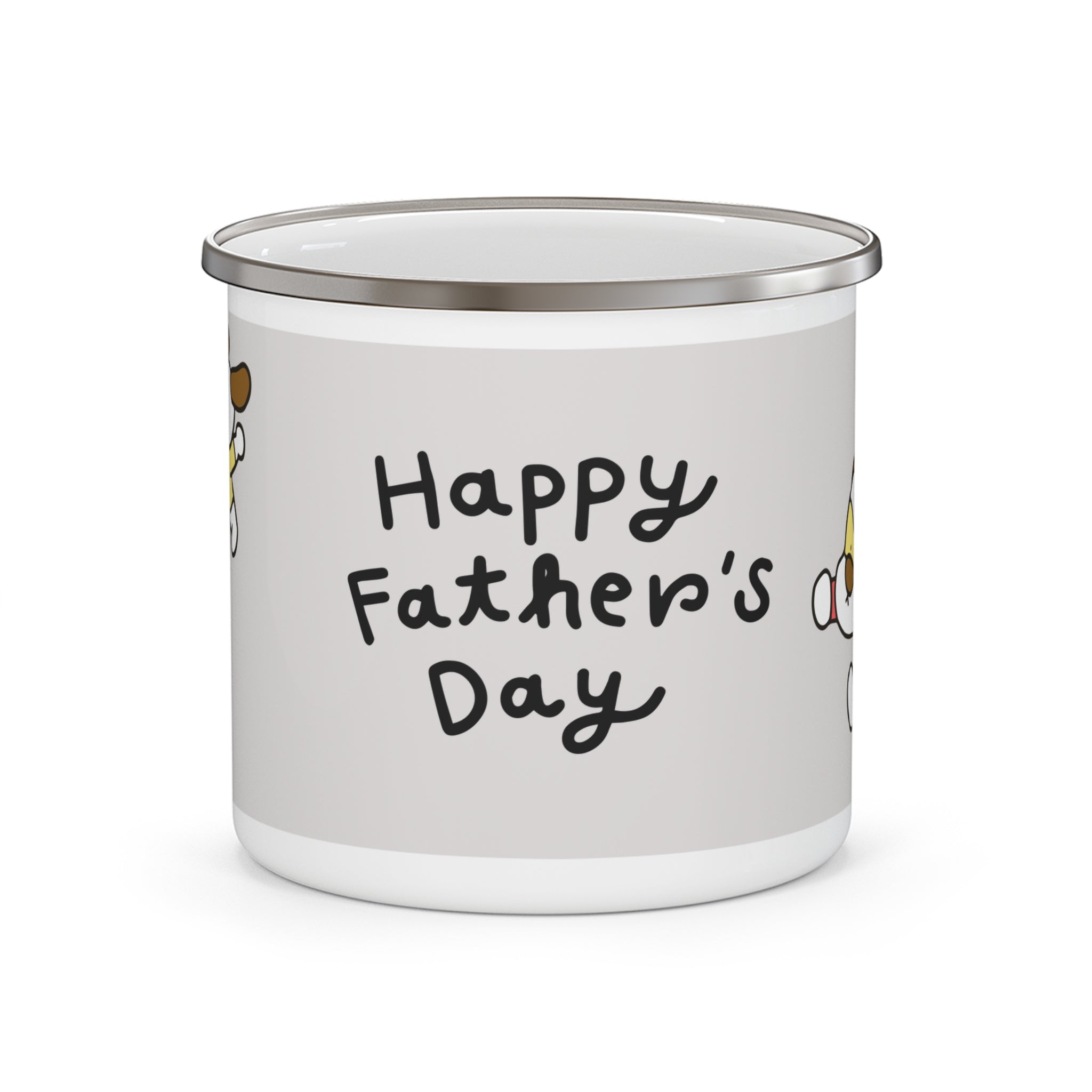 Happy Father's Day Enamel Camping Mug — Cute Superdad Dog Design