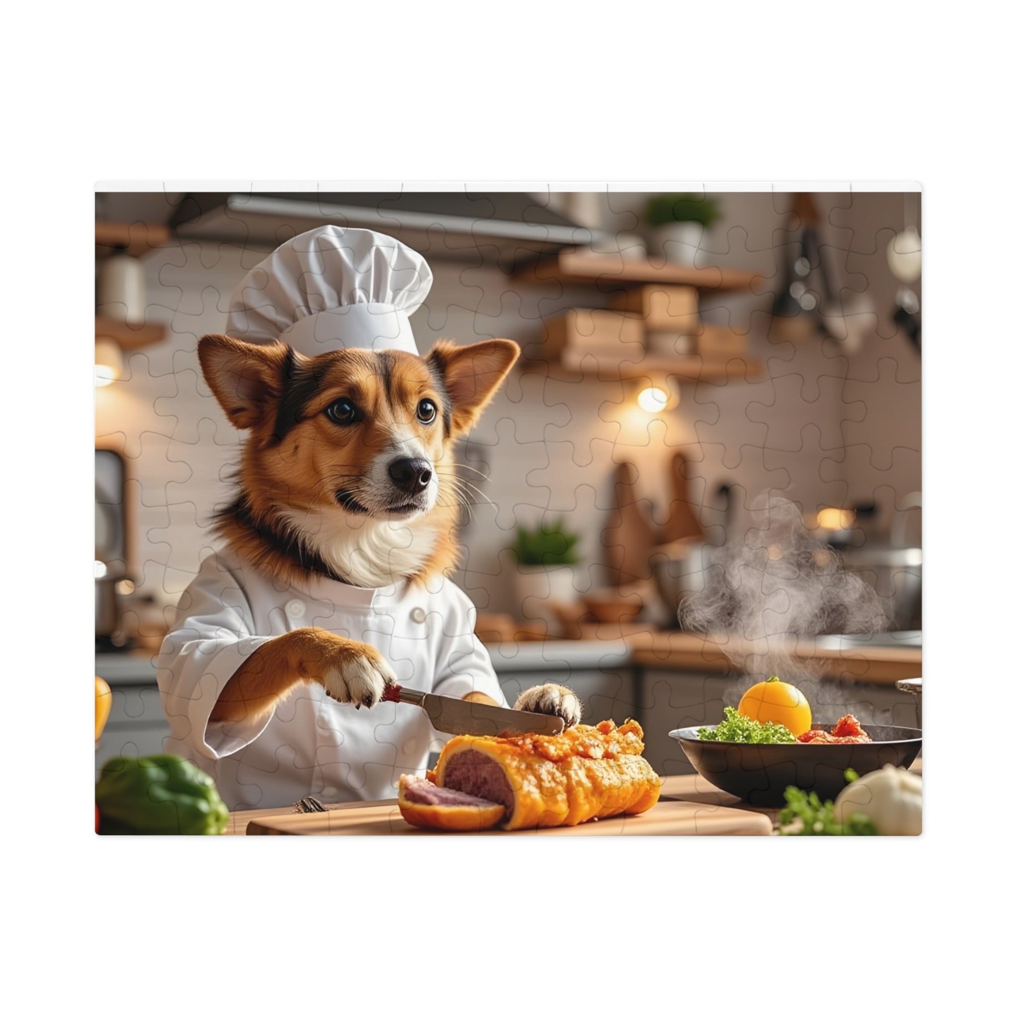 Corgi Chef Jigsaw Puzzle with Tin — Funny Dog Puzzle Gift for Kids & Adults