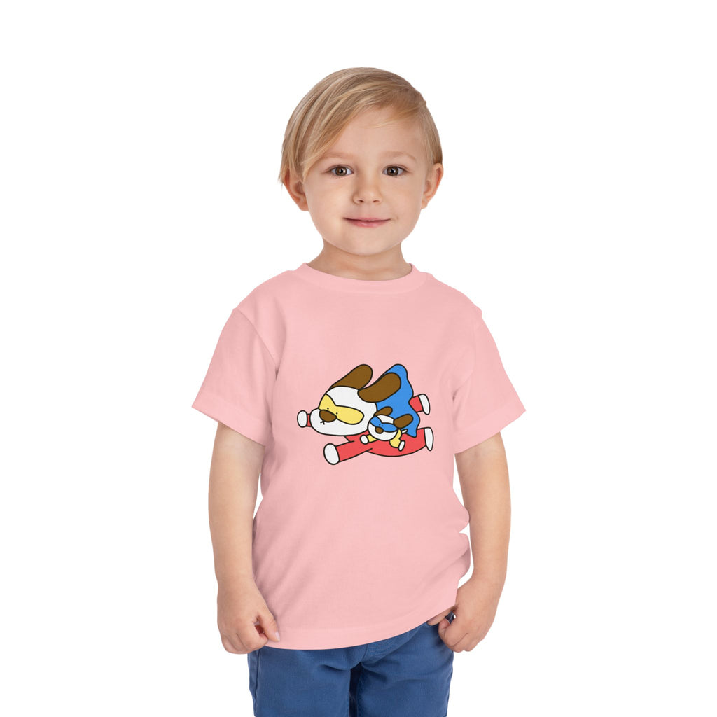 Toddler Tee – Cute Superhero Dog & Puppy Flight Graphic