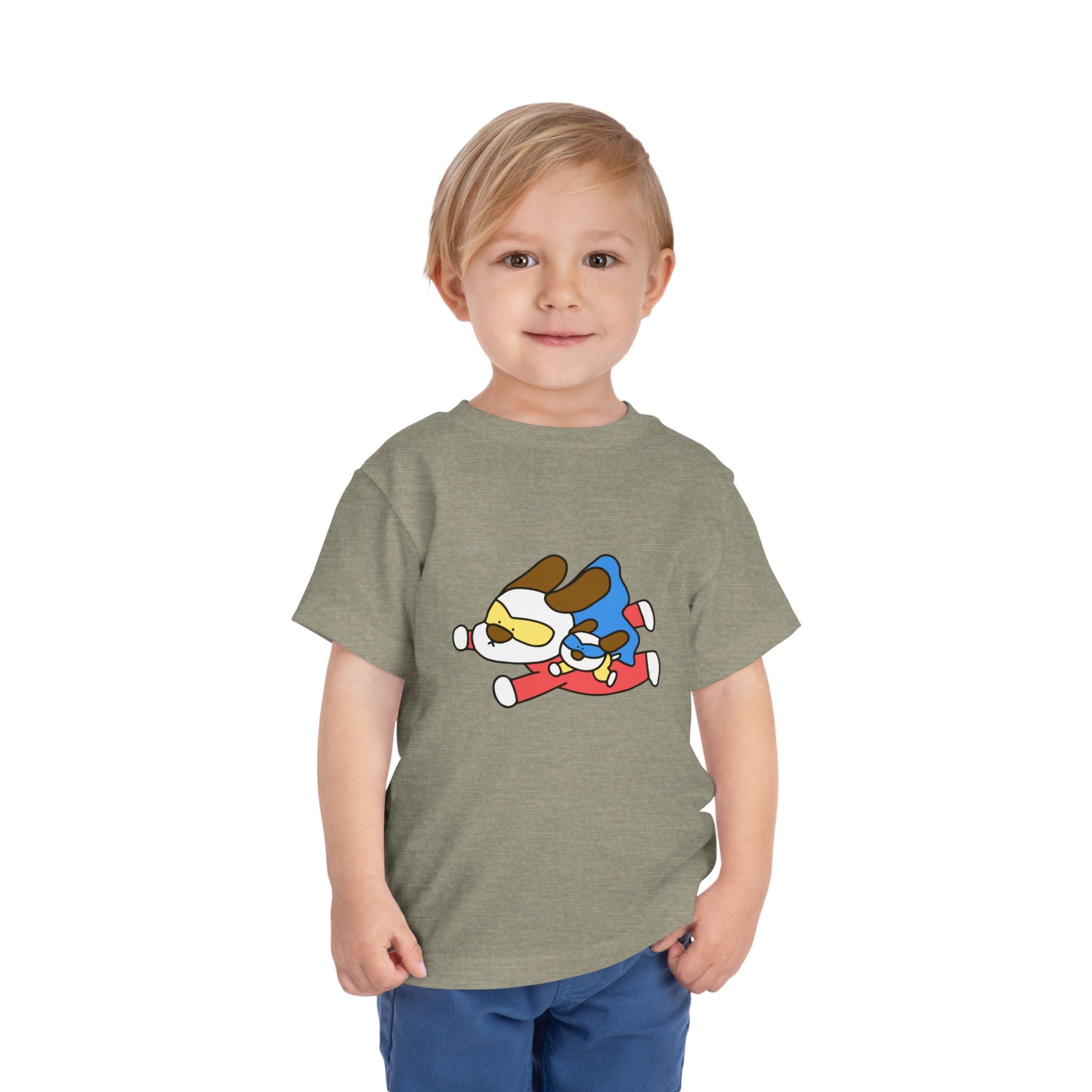 Toddler Tee – Cute Superhero Dog & Puppy Flight Graphic