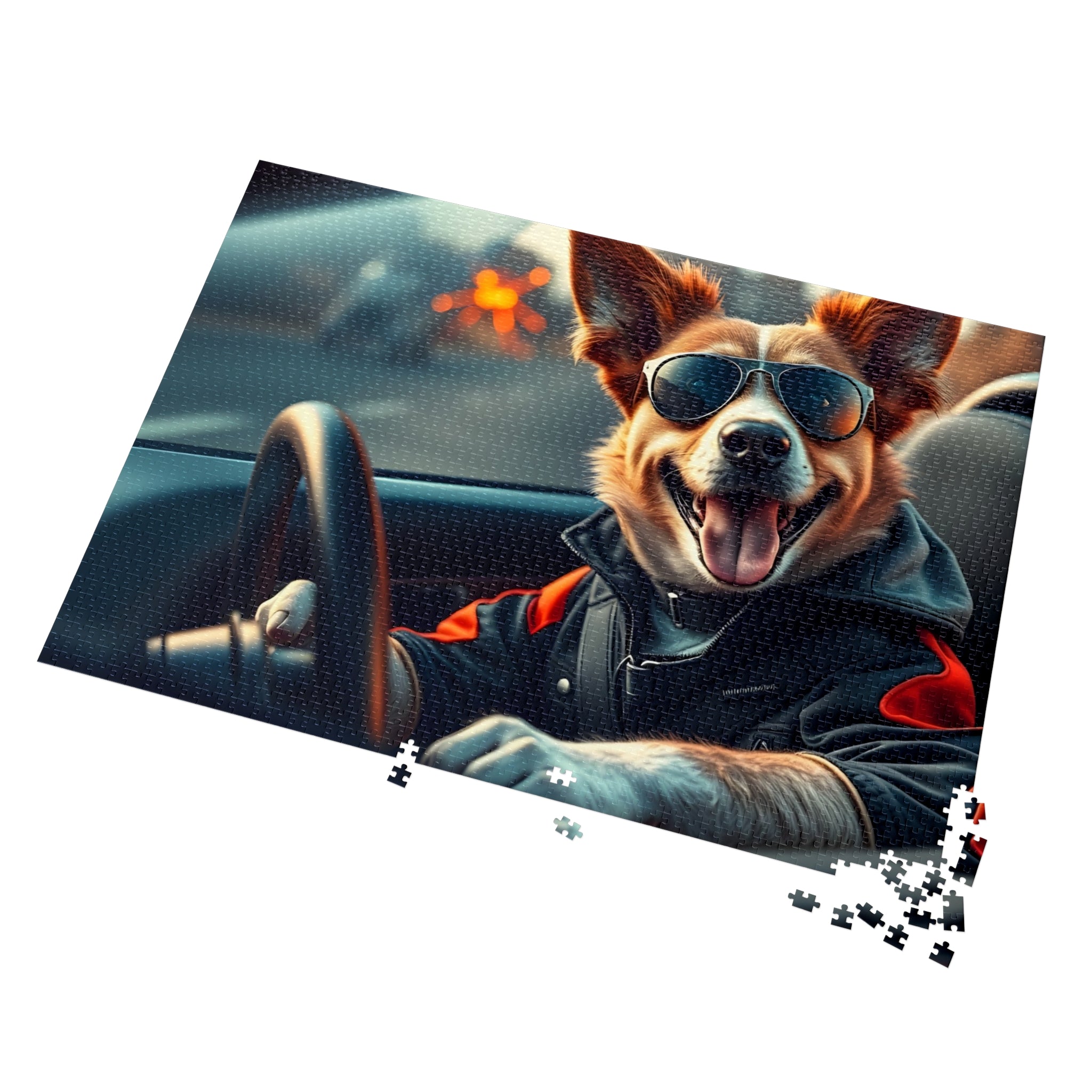 Corgi Driving Jigsaw Puzzle with Tin — Funny Dog Behind the Wheel | Dog Lover Gift