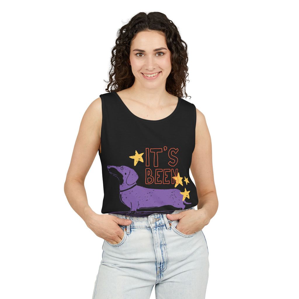 Dachshund Skateboard Tank — "It's Been a Looong Day" Cute Dog Graphic Tank Top
