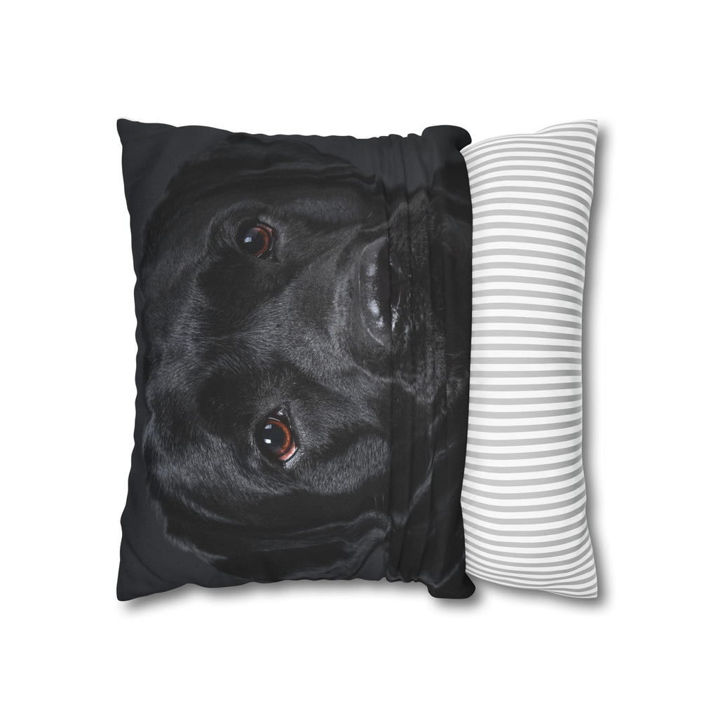 Black Labrador Dog Photo Pillowcase – Square Decorative Throw Pillow Cover