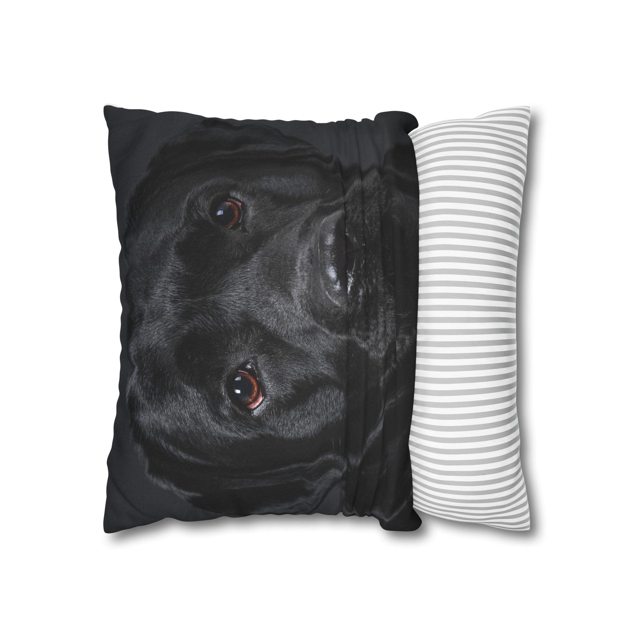 Black Labrador Dog Photo Pillowcase – Square Decorative Throw Pillow Cover