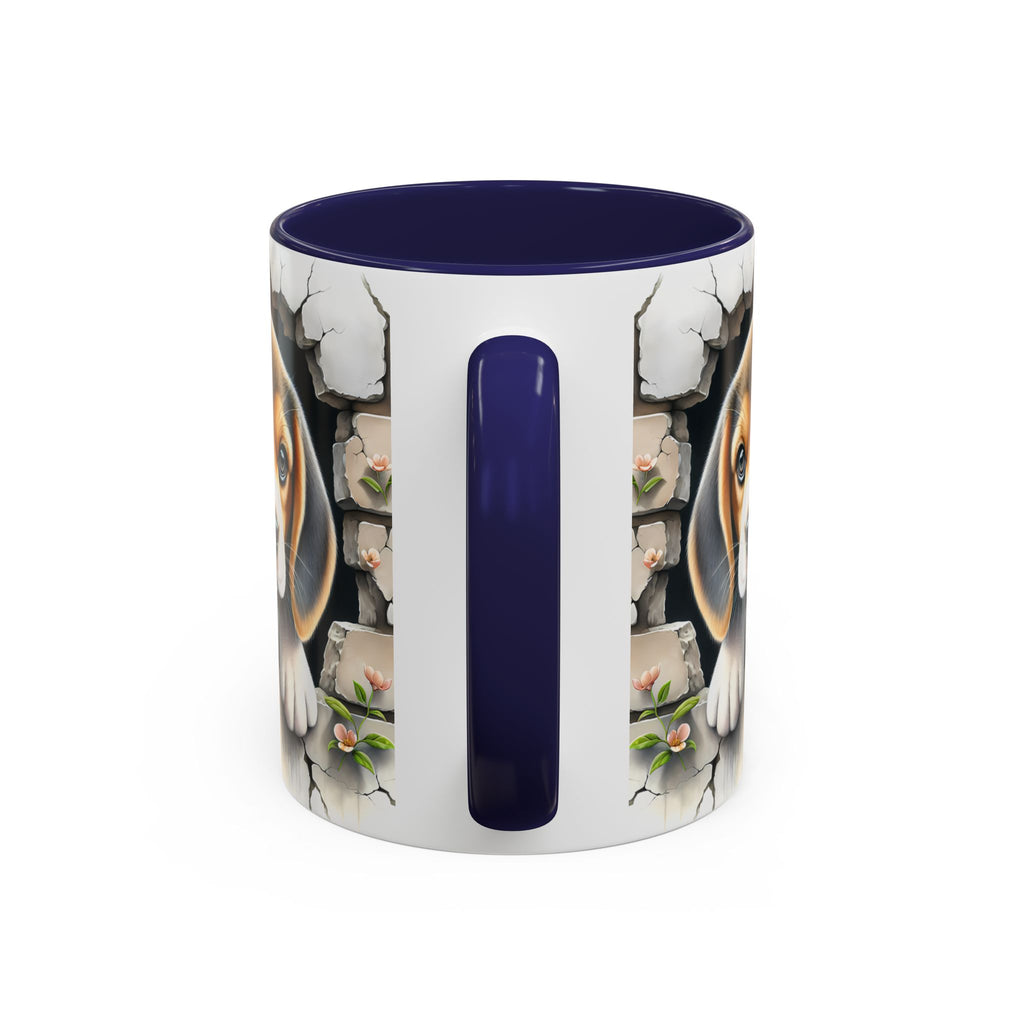 Beagle Puppy Peek Accent Coffee Mug – Cute Dog Gift (11/15 oz)