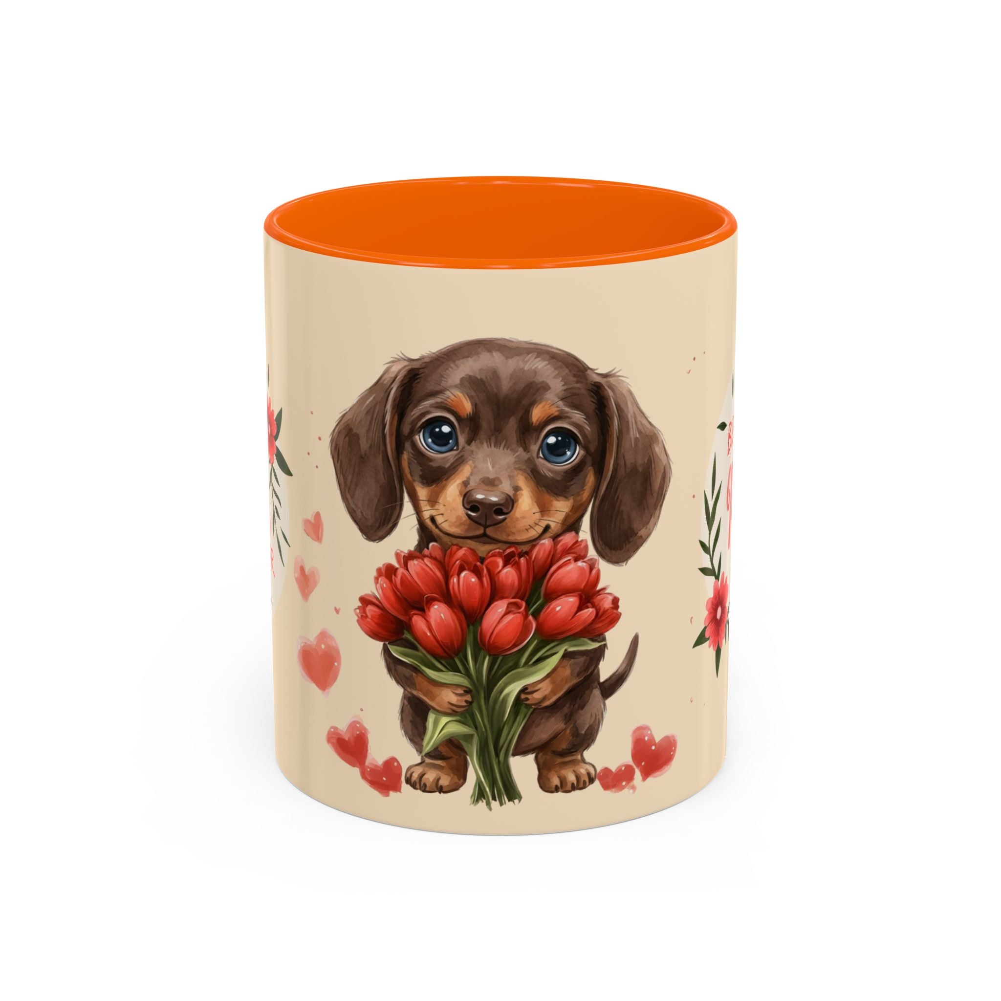 Best Mom Ever Coffee Mug — Cute Dachshund with Tulips